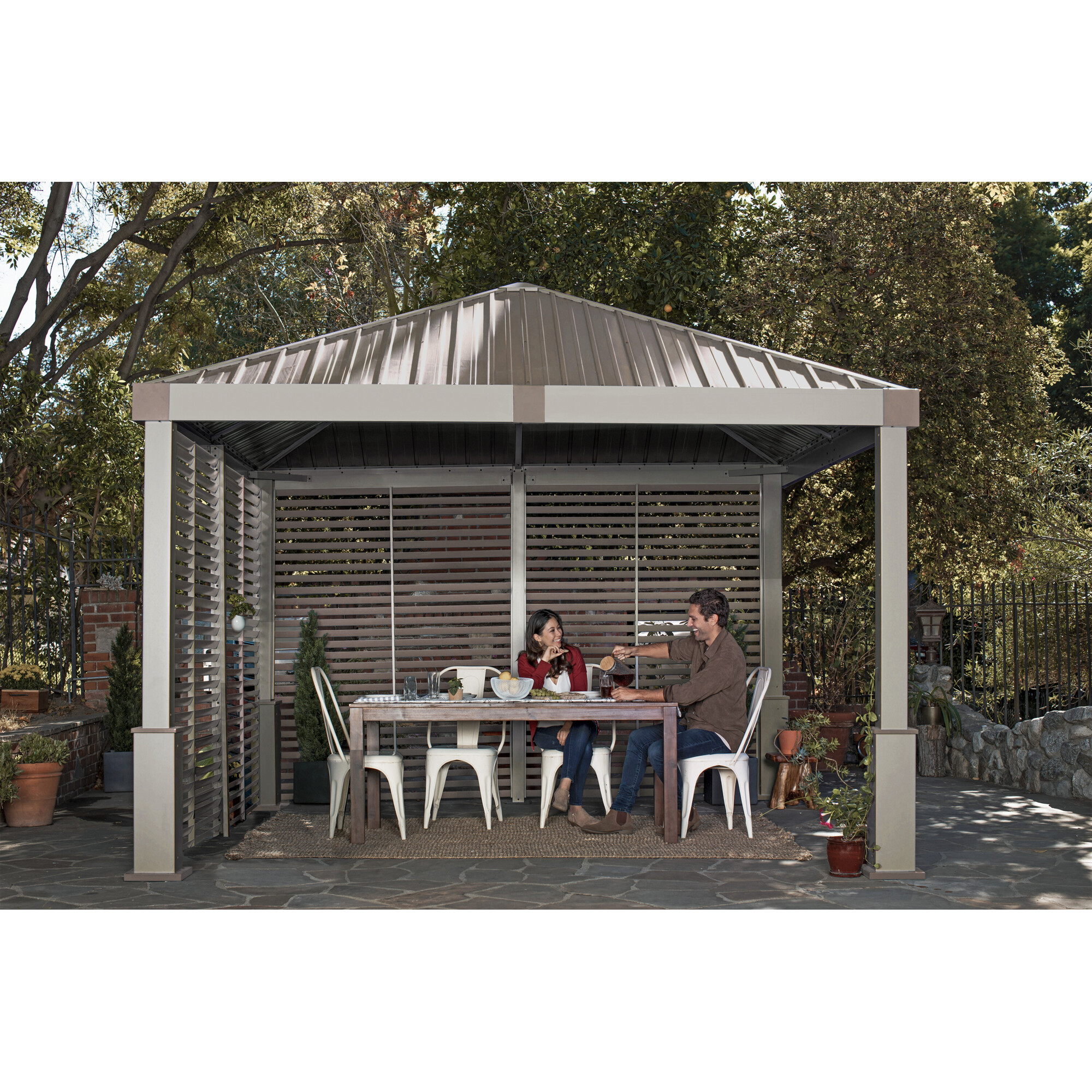 ShelterLogic Sojag Nanda Gazebo - 12ft. x 12ft., Aluminum Frame, Galvanized Steel Roof, Beige, Model# 500-9168013
